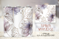 Lilac watercolor leaves straight tumbler 20oz wrap design Product Image 1