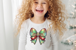 Christmas coquette bows design|Red Green bow T-shirt clipart Product Image 4