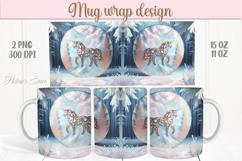 Fanty Christmas Unicorn mug wrap png |Magic Blue mug design Product Image 1