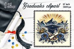 Graduate sublimation png|Graduating vintage postage stamp Product Image 1