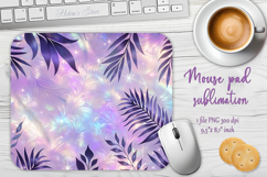 Iridescent silver leaves lilac mouse pad sublimation design Product Image 1