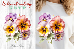 Summer flowers sublimation design png | Cute pansy clipart Product Image 1