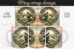 Fantasy mountains iridescent design mug wrap 15oz 11oz png Product Image 1