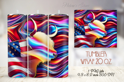 USA Fourth of July tumbler wrap 20oz |Patriotic Highland cow Product Image 1
