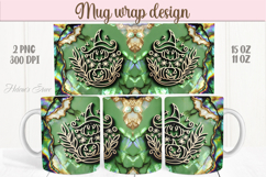 Green Halloween witch pattern iridescent mug wrap design png Product Image 1
