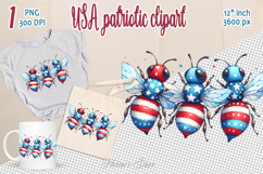 Funny bees in American flag colors clipart |Independence Day Product Image 1