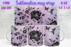 Lilac pastel floral mug wrap 15 oz sublimation design png Product Image 1