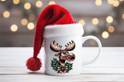 Christmas animal clipart sublimation PNG | Funny elk face Product Image 3