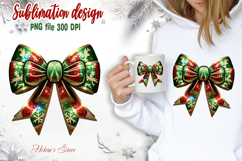 Christmas coquette bows design|Red Green bow T-shirt clipart Product Image 2