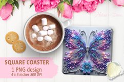 3d Crystal butterfly coaster sublimation | Square coasters Product Image 1