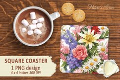 Wildflowers bouquet square coaster sublimation designs PNG Product Image 2
