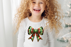 Christmas coquette bows design|Red Green bow T-shirt clipart Product Image 4