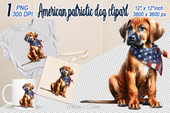 Cute puppy Dog with American flag clipart|USA Patriotic dogs Product Image 1