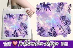 Pastel tropical leaves pattern|Purple sublimation design png Product Image 1