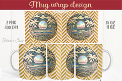Summer beach palm tree mug wrap 15oz sublimation designs png Product Image 1