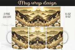 Fantasy mountains iridescent design mug wrap 15oz 11oz png Product Image 1