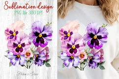 Summer flowers sublimation design png | Cute pansy clipart Product Image 1