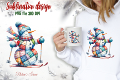 Snowman with skis clipart|Retro patchwork t shirt designs Product Image 1