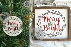 Merry & Bright Christmas Quote SVG PNG DXF Holiday Saying Product Image 2