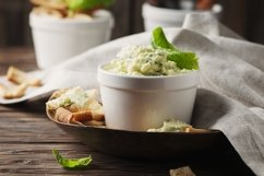 Cheese cream with parmesan and basil, selective focus Product Image 1