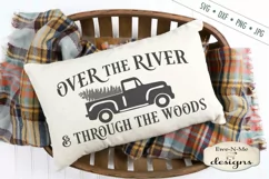 Christmas Old Truck Over River Through Woods SVG DXF Files Product Image 1