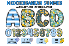 Mediterranean Lemon Alphabet PNG Summer Letters 300 DPI Product Image 1
