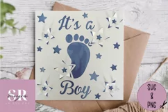 It’s a boy card | Paper cutting | New baby card SVG Product Image 1