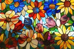 Stained Glass Flowers Background Wallpaper Product Image 1