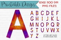 Purple Red Tie Dye Alphabets Set Sublimation Design Printable Product Image 1