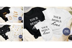 Black White T-shirts & Baby Bodysuit Mockup Plain background Product Image 1