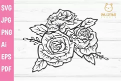 Mason Jar SVG file, Mason Jar Cut file, Mason Jar with roses Product Image 3