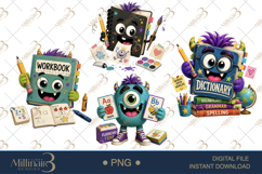 Halloween School Supply Monsters PNG Bundle, 4 Cute Pencil Product Image 1