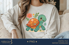 Boho Floral Sea Turtle Watercolor PNG | Ocean Animal Clipart Product Image 3