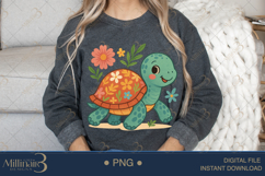 Boho Floral Sea Turtle Watercolor PNG | Ocean Animal Clipart Product Image 4