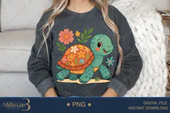 Boho Floral Sea Turtle Watercolor PNG | Ocean Animal Clipart Product Image 4