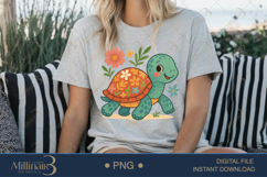 Boho Floral Sea Turtle Watercolor PNG | Ocean Animal Clipart Product Image 5