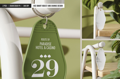 Hotel Keychain Hanging on a Chair Mockup Product Image 4