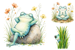 Whimsical Floral Frog Clipart Bundle, Sublimation PNG Product Image 4