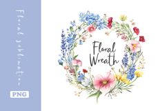 Watercolor Lovely Wildflower Wreath Clipart Product Image 1