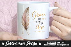 Grace In Every Step Feather Sublimation PNG Product Image 1