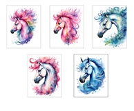 Set of 11 Horse with Flowers Watercolor Vector Product Image 4