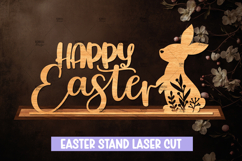 Happy Easter Laser Cut Stand SVG, Laser Cut Easter Egg Decor Product Image 1