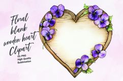 Floral blank wooden heart clipart Product Image 1