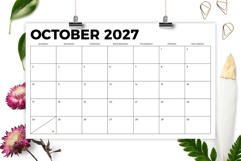 2027 8.5 x 14 Inch Bold Sans Serif Calendar Template Product Image 4