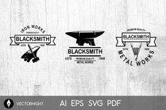 Set of blacksmith, iron works labels, badges and designs SVG Product Image 2