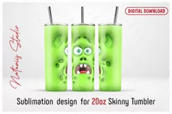 Funny 3D Inflated Puffy Monster Face - 20oz SKINNY TUMBLER. Product Image 1