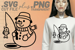 4x Ice Fishing Snowman Legend Gone Fishing SVG Cut Files Art Product Image 4