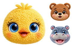 Crochet Animal Face PNG Bundle, Sublimation PNG Product Image 4