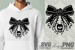 4x Gothic Skull Bow Roses Thorns Stars SVG Cut Files Shirt Product Image 4