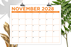 2028 8.5 x 11 Inch Bold Color Calendar Template Product Image 4